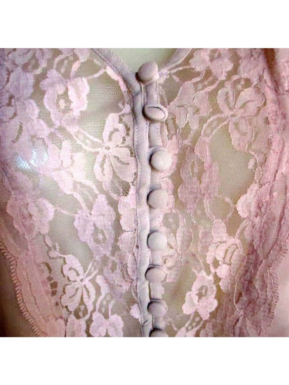 Medium Peasant Top Angie Womens With Lace Details & Button Front Light Pink M